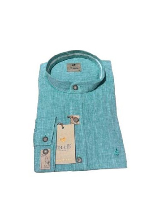 Мъжка риза с яка туника, Tonelli, Slim Fit, Зелен