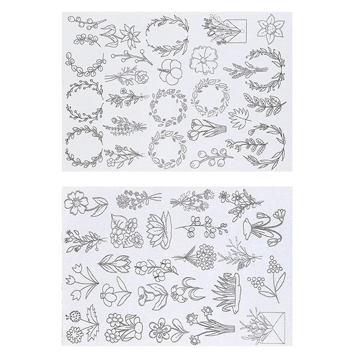 50 darabos hímzésminta készlet, vízben oldódó stabilizátor, 29,5x21cm