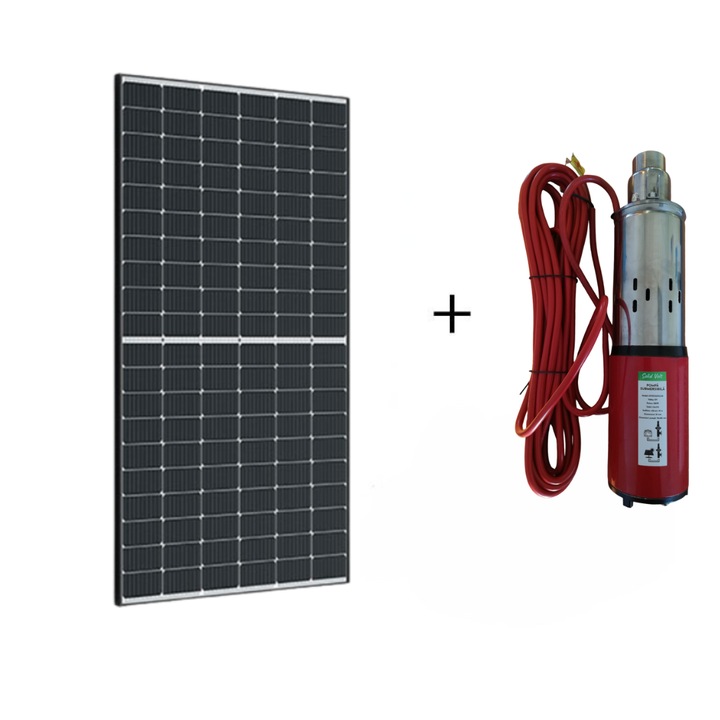 Kit panou fotovoltaic Canadian Solar 410W cu pompa submersibila 24V Solid Volt – sistem off-grid ideal pentru scos apa din fantani si irigatii