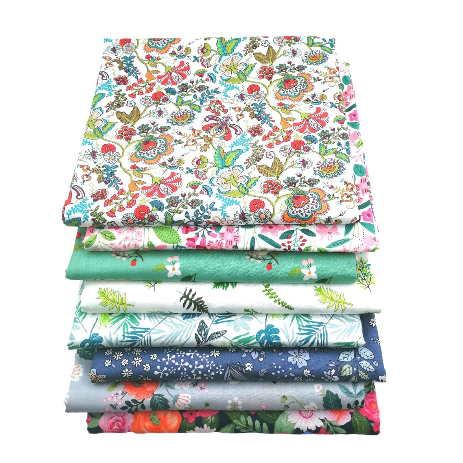 Set de 8 bucati de material textil pentru cusut, design floral