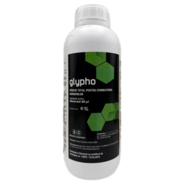 Erbicid total pe baza de glifosat acid pentru combaterea tuturor buruienilor, GLYFO 360, 1 L