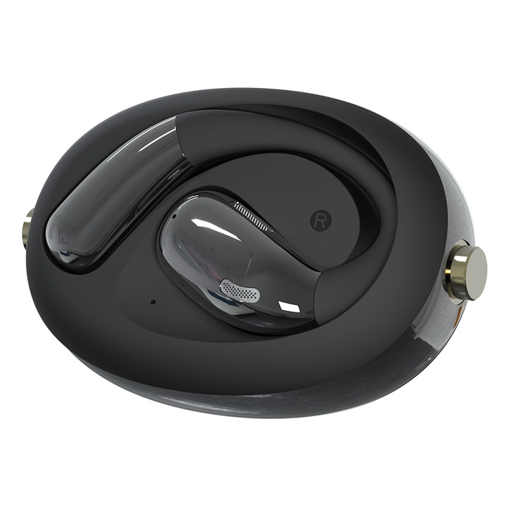 Casti wireless Bluetooth 5.4, sunet de inalta definitie, anulare inteligenta a zgomotului, culoare neagra, autonomie 10 ore