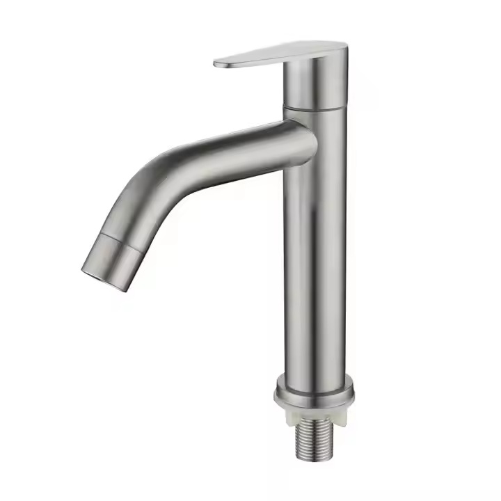 Кран за мивка за студена вода, CDV PRODUCTS®, неръждаема стомана, връзки, един лост, полирано покритие, модерен и издръжлив дизайн