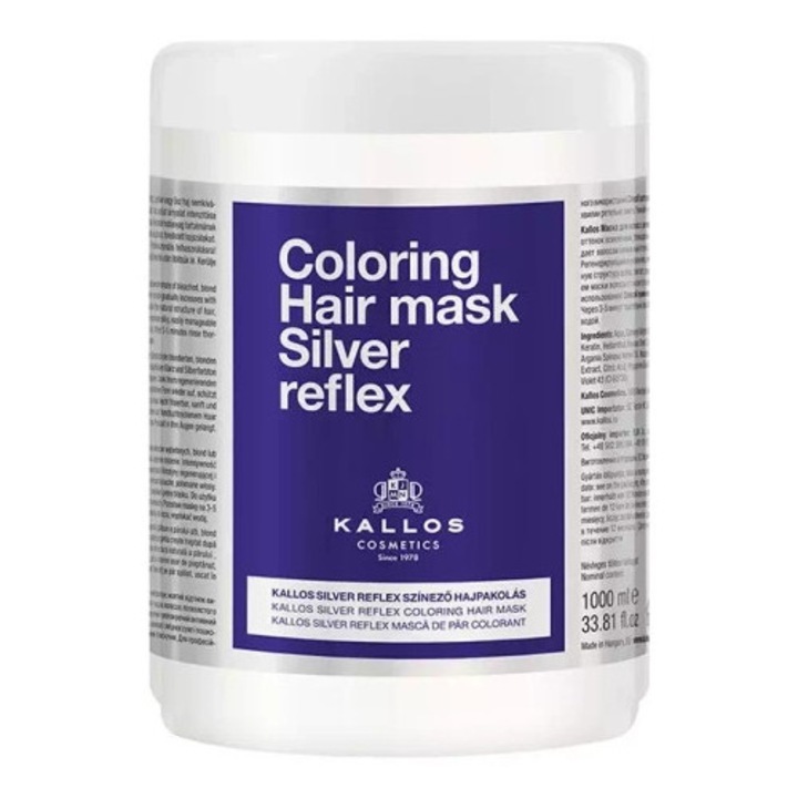Kallos Silver Reflex Hair Mask masca de neutralizare pentru par blond platinat si grizonat 1000 ML