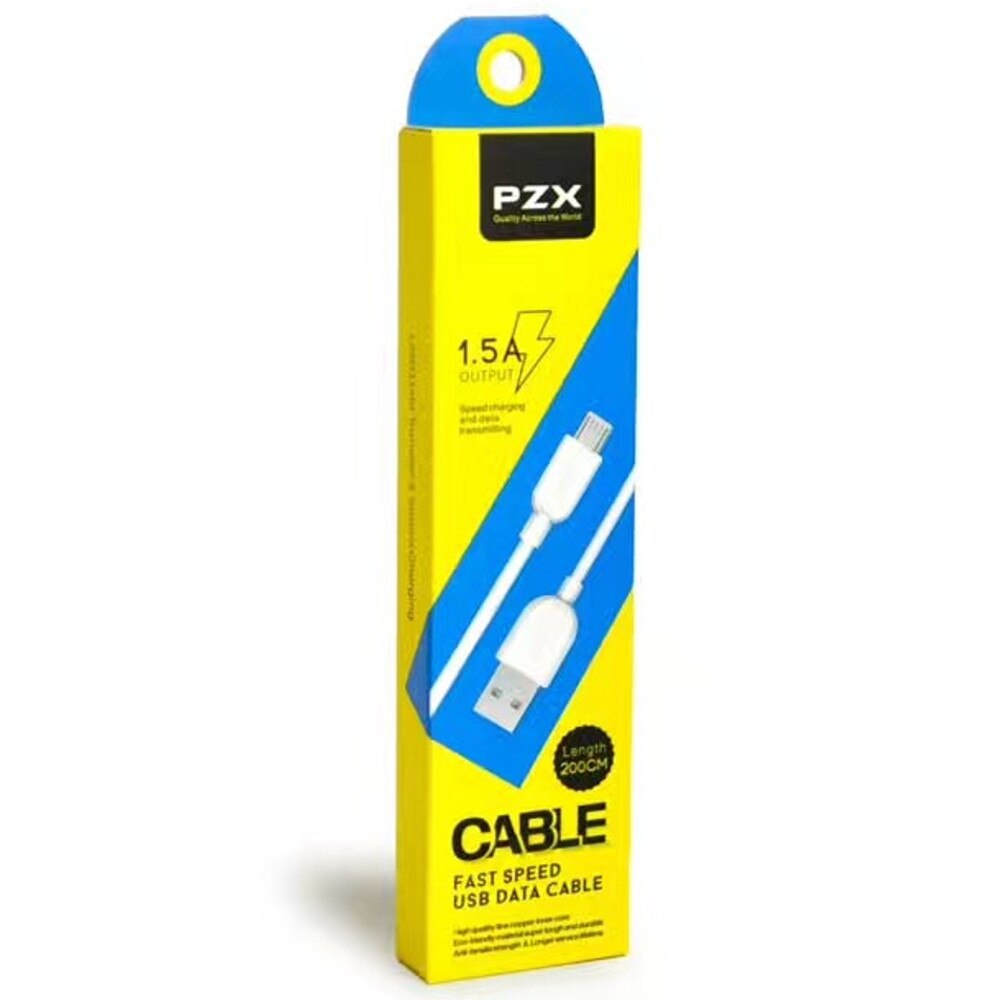 Cablu Micro USB, PZX, 2m, Alb - eMAG.ro