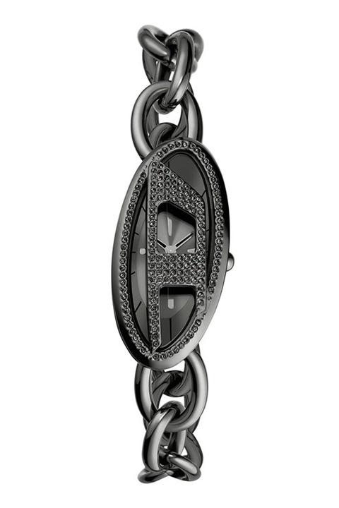 Emporio Armani, Часовник от неръждаема стоаман с кристали, Тъмносив