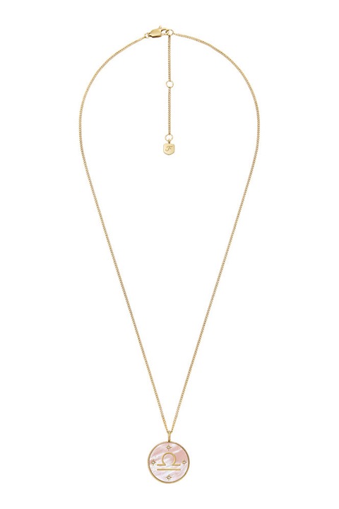 Fossil, Colier din otel inoxidabil cu pandantiv cu semn zodiacal, Auriu