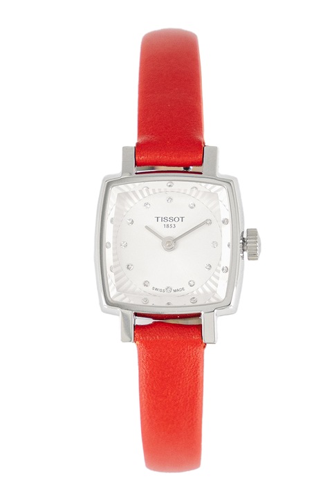 Tissot, Квадратен часовник с диамант и допълнителни каишки, Люляк, Тъмночервен