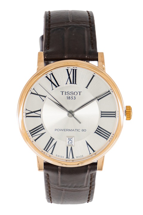 Tissot, Автоматичен часовник Powermatic 80 с кожена каишка, Черен