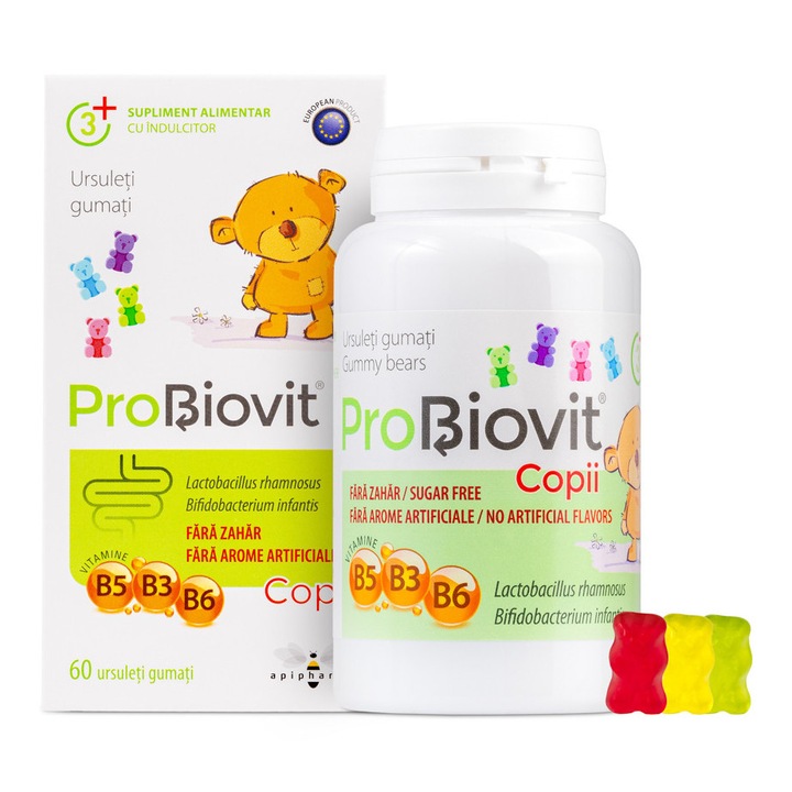 PROBIOVIT Jeleuri( 60 Ursuleti Gumati), Probiotic cu vitamine pentru copii FARA ZAHAR, FARA GLUTEN