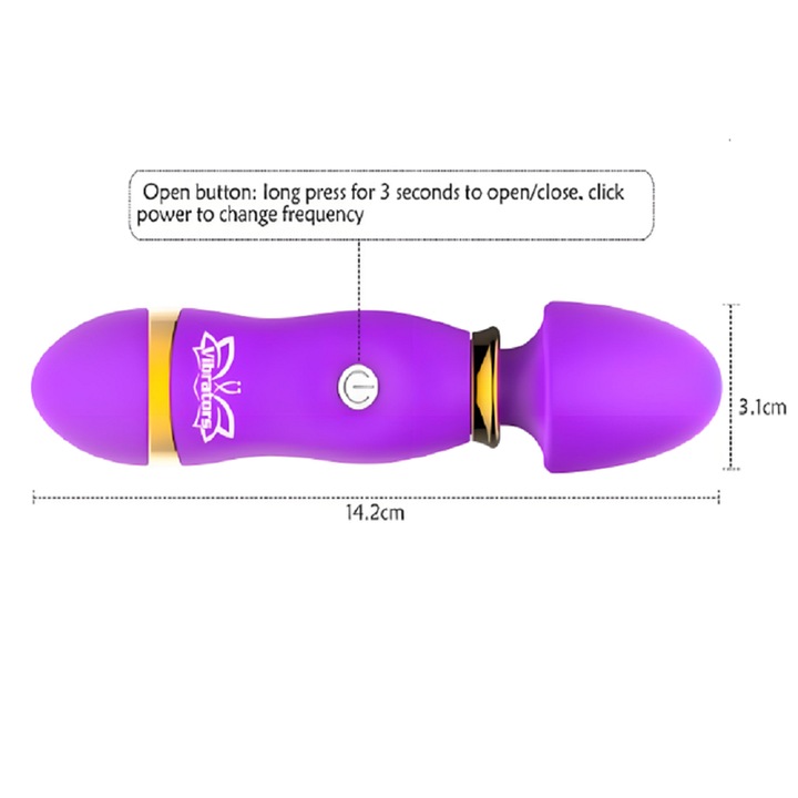 Mini vibrátor, 12 intenzitás, hordozható, vízálló, lila