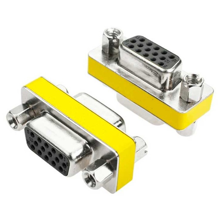 VGA женски - VGA женски адаптер, 15 пина, жълт, Dactylion®