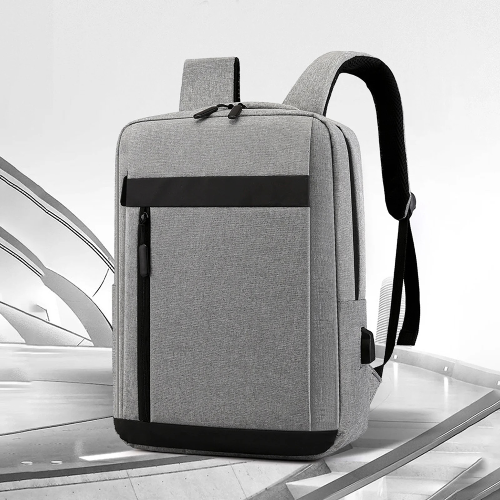Rucsac business cu port USB, gri, 40x30x11cm