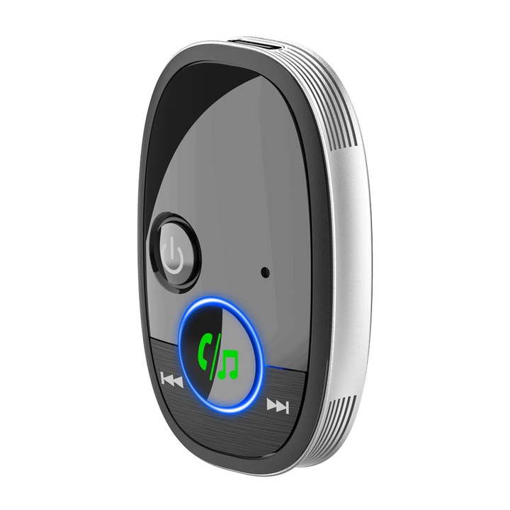 Приемник, Bluetooth 5.0, AUX адаптер с шумопотискане, За автомобилна аудио система, Домашна стерео система, Кабелни слушалки, 9.9x9x1.6 см