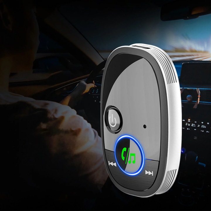 Bluetooth 5.0 приемник за кола, AUX адаптер с шумопотискане, домашна стерео система/кабелни слушалки, размери 9.9x9x1.6см