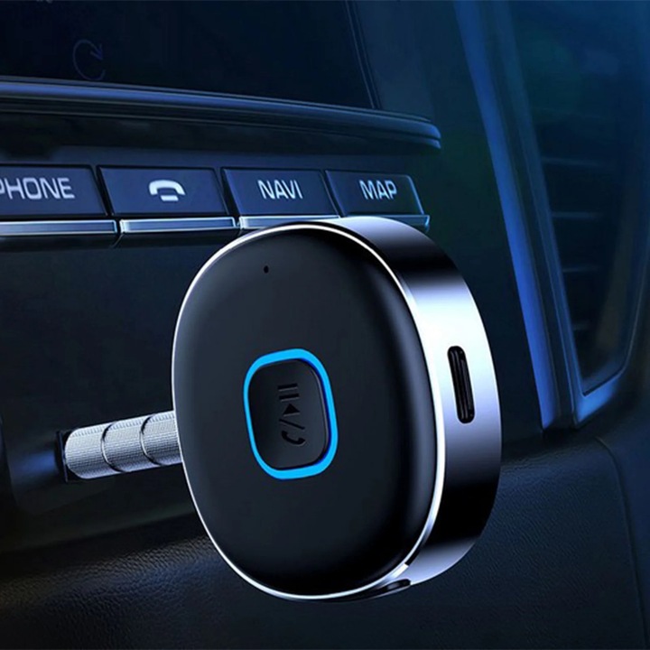 Bluetooth 5.0 приемник за кола, Bluetooth Aux адаптер с шумопотискане, Bluetooth музикален приемник за домашна стерео система/кабелни слушалки/разговори със свободни ръце, аксесоари за кола с 10 часа живот на батерията