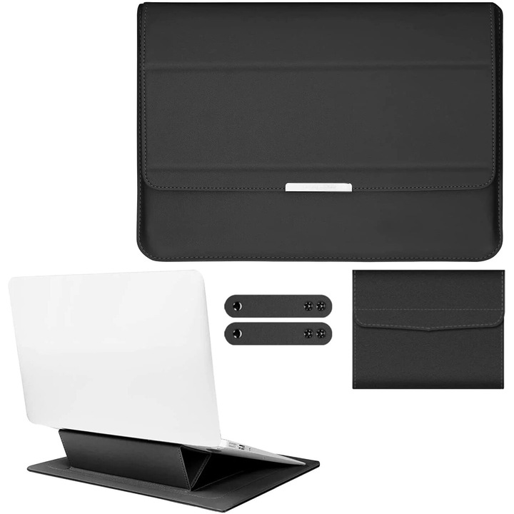 Husa protectoare pentru laptop 13-13.5 inch cu suport, PU moale, multicolor