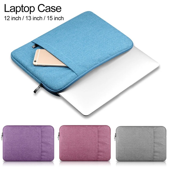Husa laptop 12/13/15inch, multicolor, nylon, design cu fermoar, antisoc, 32x21x3cm/35x25x3cm/38x27x3cm