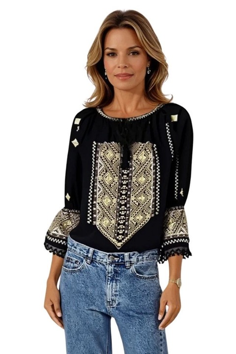 Bluza tipie dama R24, Auriu/Negru