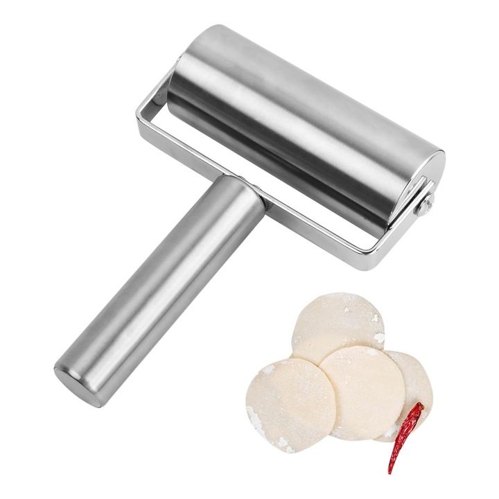 Sucitor din inox, ZGGZERG, Sucitor tip rola patiserie, Puternic si durabil, lustruit neted, Non-toxic de calitate alimentara, Usor de curatat, Multifunctional, Pentru bucatarie, brutarie, 12.5*13.3*4.5cm, Argint