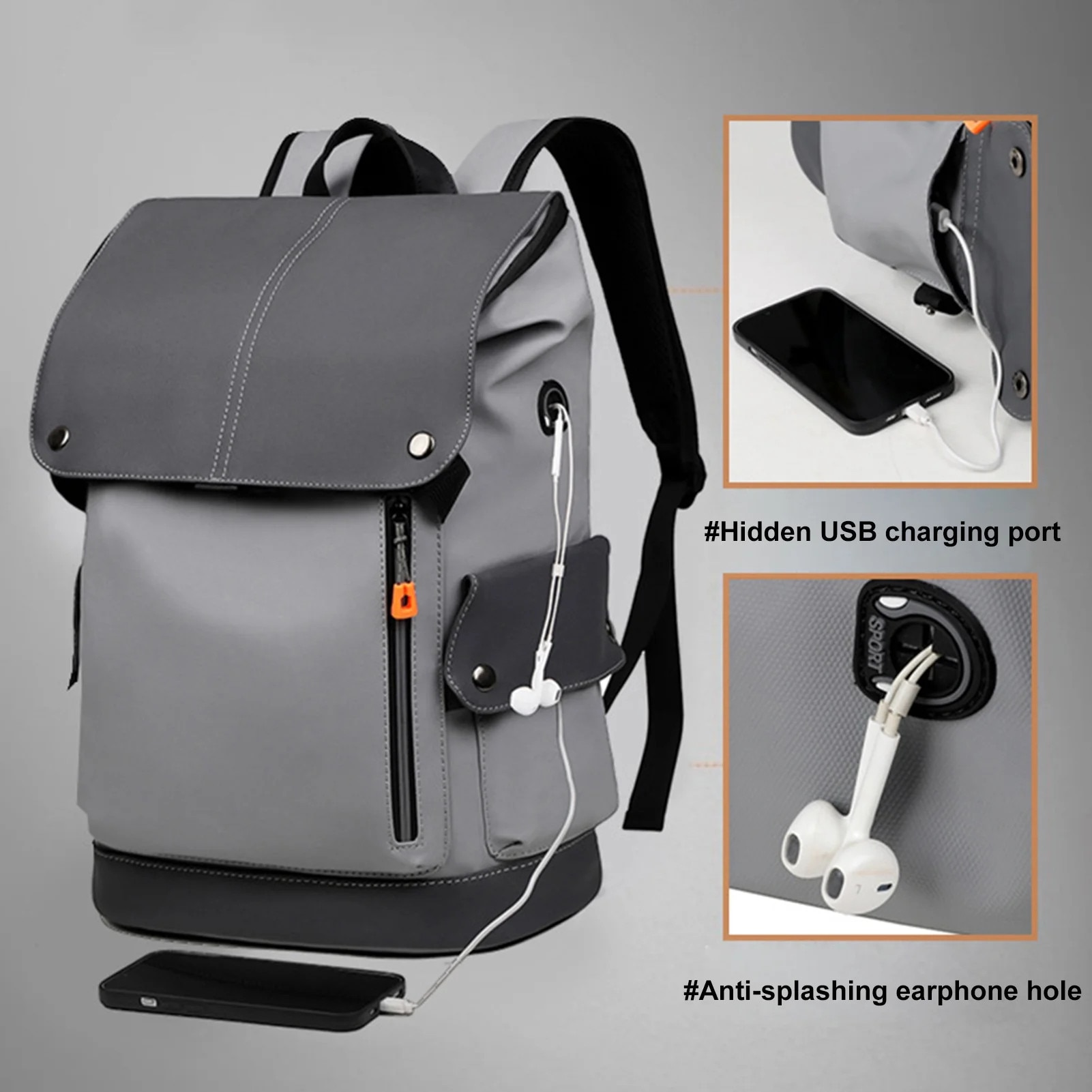 Rucsac multicolor din PVC impermeabil, capacitate mare, cu multiple buzunare, pentru laptop de 15 inch