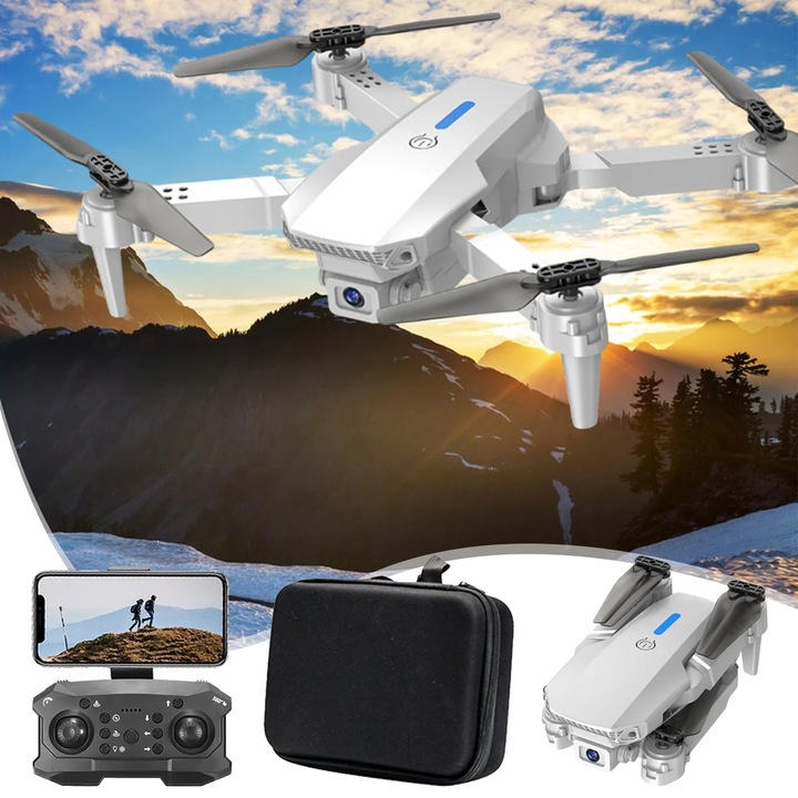 Drón 1080P FPV kamerával, magasságtartó funkcióval, fej nélküli üzemmóddal, összecsukott méretek 12,5x8x5,5 cm, többszínű