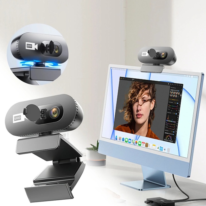 Webcam USB YANYXR 1080P HD microfon incorporat negru 12x12cm