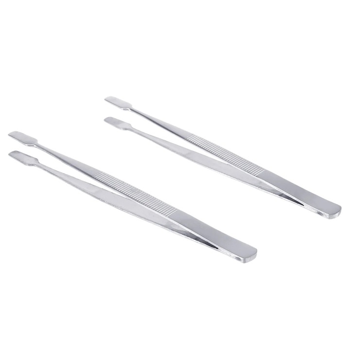 Pensete pentru timbre, set 2 bucati, otel nichelat, argintiu, 11.4cm