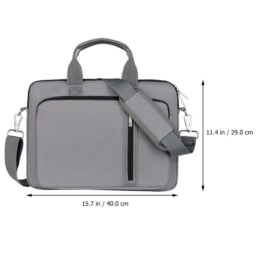 ZYBLSSBB, Geanta pentru laptop din nylon cu strat amortizor, buzunar frontal si curea detasabila LSM2xh1943-BCS0137949, gri, 40 x 29 x 3.5 cm