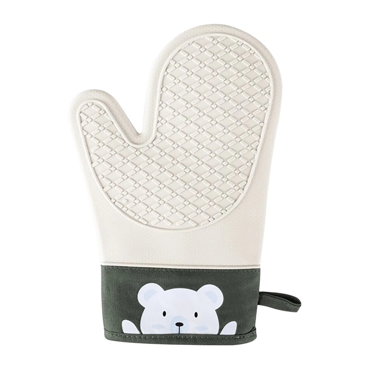 Set manusi de bucatarie din silicon cu protectie termica, multicolor, captuseala din bumbac, lungi