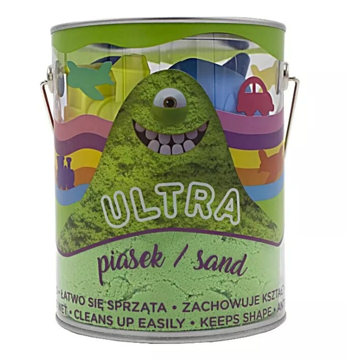 Nisip modelabil, EPEE, Forma 900g + 4 forme + 2 unelte, verde