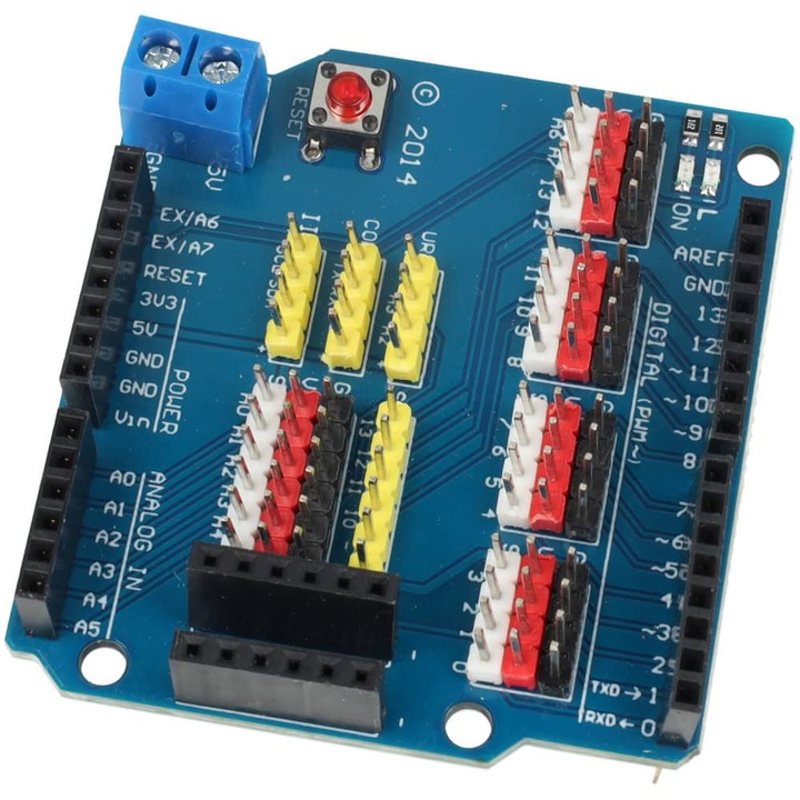 Щит за arduino uno r3, модул за разширение, Iic, Bluetooth, ултразвуков сензор, вградени светодиоди, бутон за нулиране, съвместим с arduino uno r3