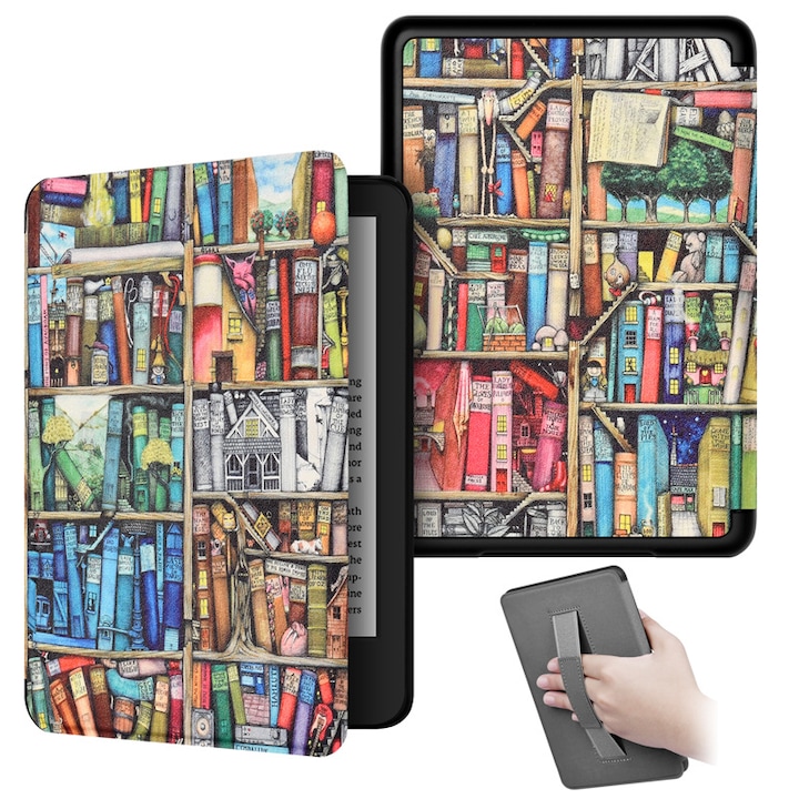 Калъф за Kindle Paperwhite 2024 12-то поколение и Kindle Colorsoft Signature Edition, SINSELET, 7 инча, с дръжка, автоматично активиране, етажерка за книги