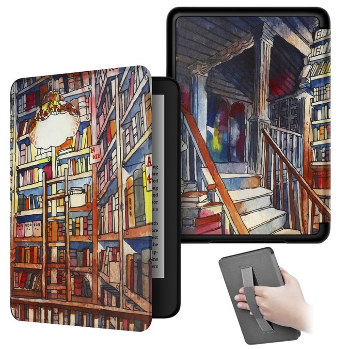 Калъф за Kindle Paperwhite 2024 12-то поколение и Kindle Colorsoft Signature Edition, SINSELET, 7 инча, с дръжка, автоматично активиране, етажерка за книги