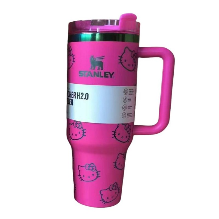 Stanley rozsdamentes acél bögre, 1180 ml űrtartalommal, rózsaszín, rajzfilmmacskás dizájnnal