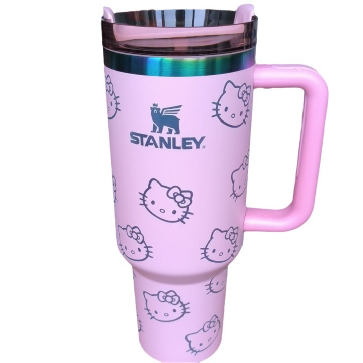 Stanley rozsdamentes acél bögre, űrtartalom 1180 ml, halvány rózsaszín rajzfilm macska