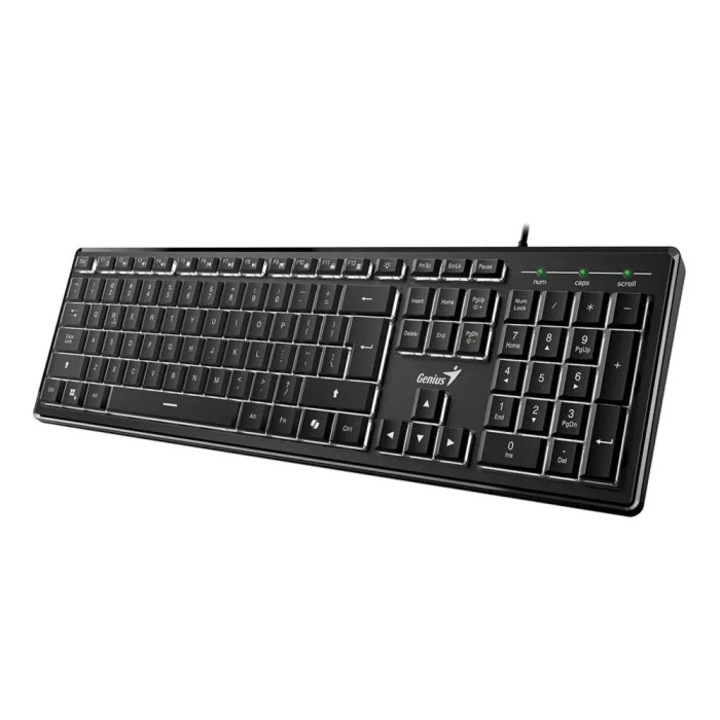 Клавиатура, Genius SlimStar 820 Black - AI, Illuminated, Slim, BG кирилизирана, USB
