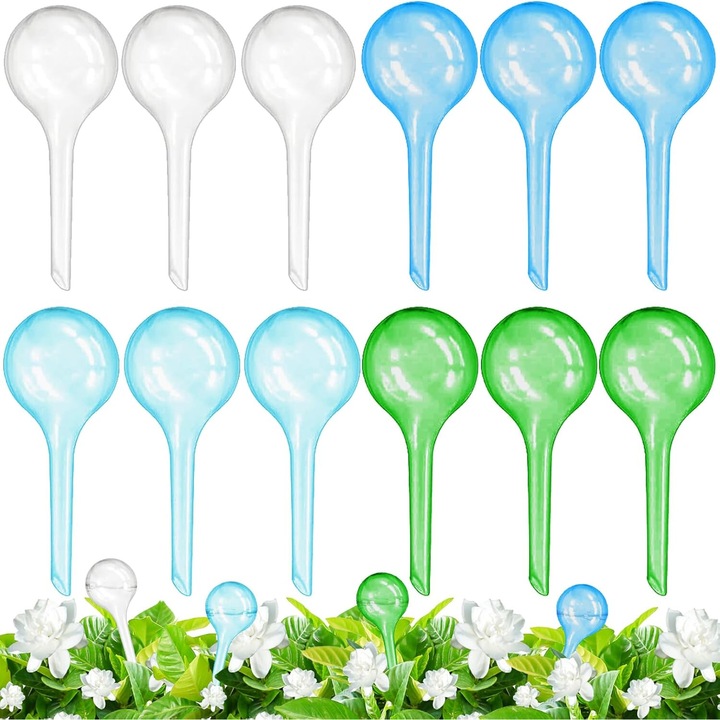 Set 12 buc Dispozitiv De Irigare Automata, in forma de minge, Pentru Plante De Interior Si Exterior, Multicolor