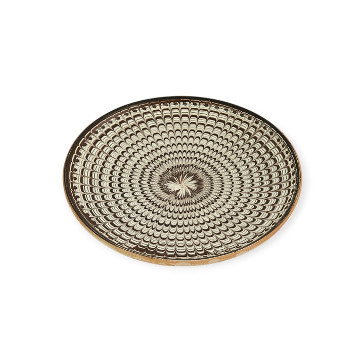 Farfurie Traditionala 2730 model Coada de Paun culoare Negru 30cm