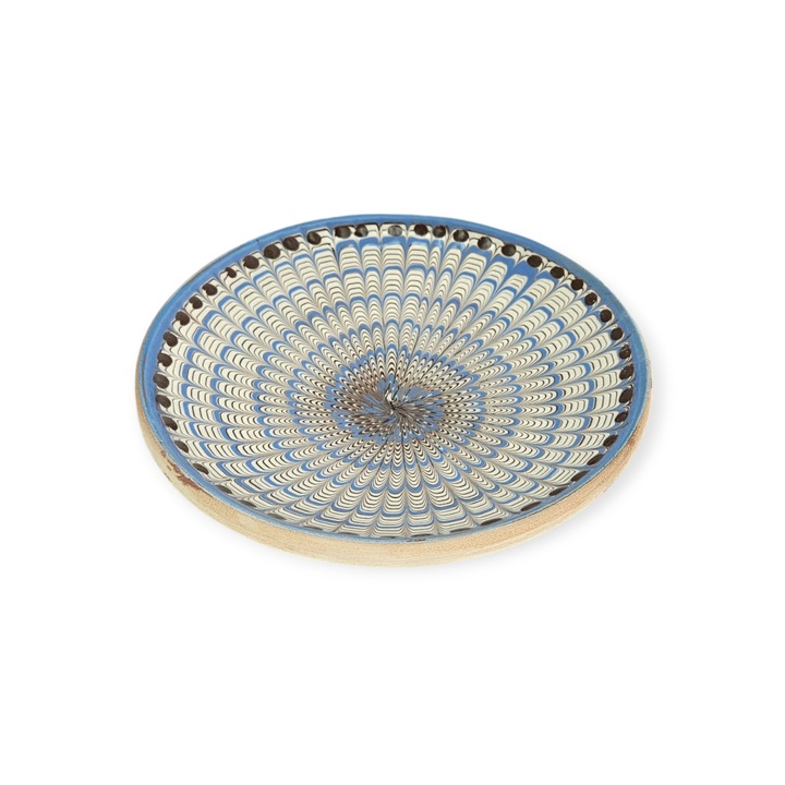 Farfurie Traditionala 1619 model Coada de Paun culoare Albastru 19cm