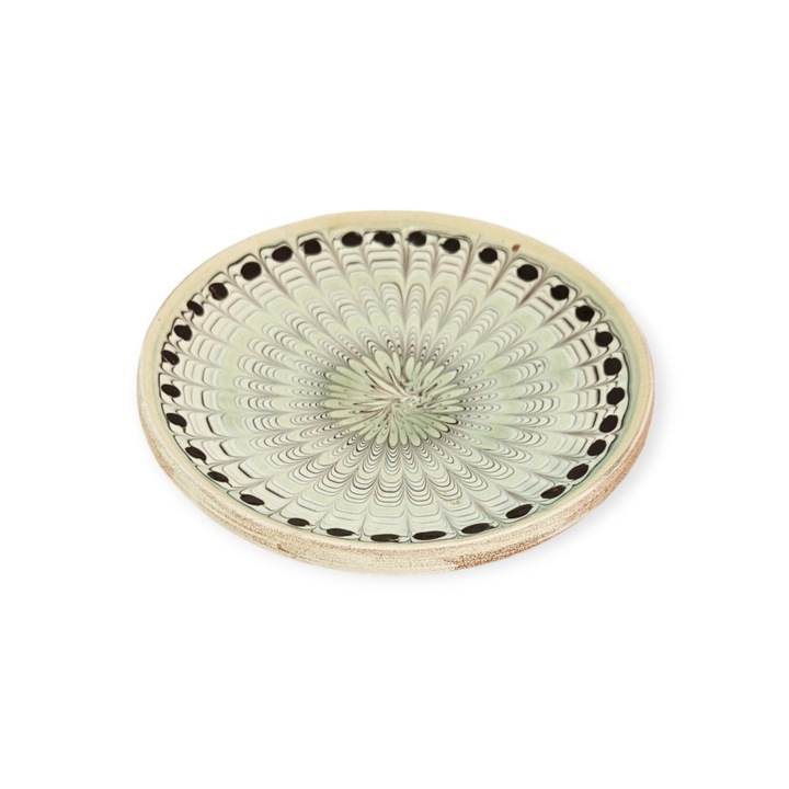 Farfurie Traditionala 709 model Coada de Paun culoare Verde 9cm