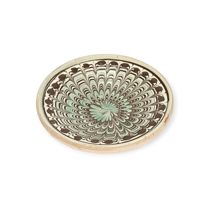 Farfurie CERAMICA DE HOREZU model Taier Traditional 1012, culoare Verde, 12cm