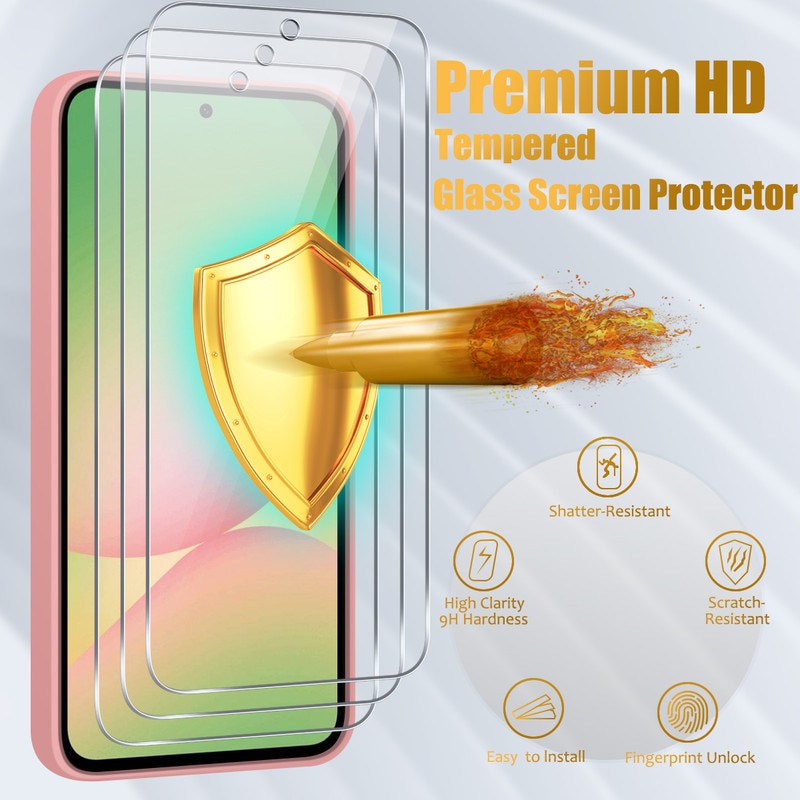 Set husa si 3 folii protectie ecran, TPU/sticla securizata, compatibil cu Samsung Galaxy A56 5G, roz