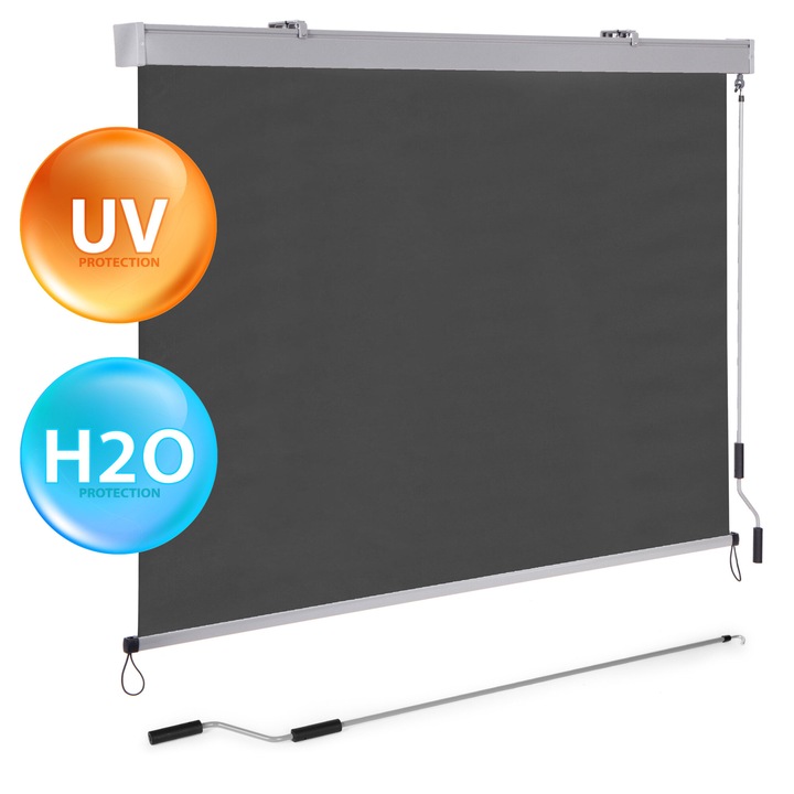 Markiza verticala retractabila, MultiGarden, 240x171cm, gri, pentru balcon si terasa