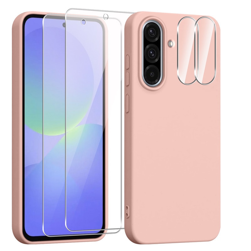 Set husa TPU cu 2 folii protectie ecran si 2 folii pentru camera, compatibil cu Samsung Galaxy A36 5G, roz