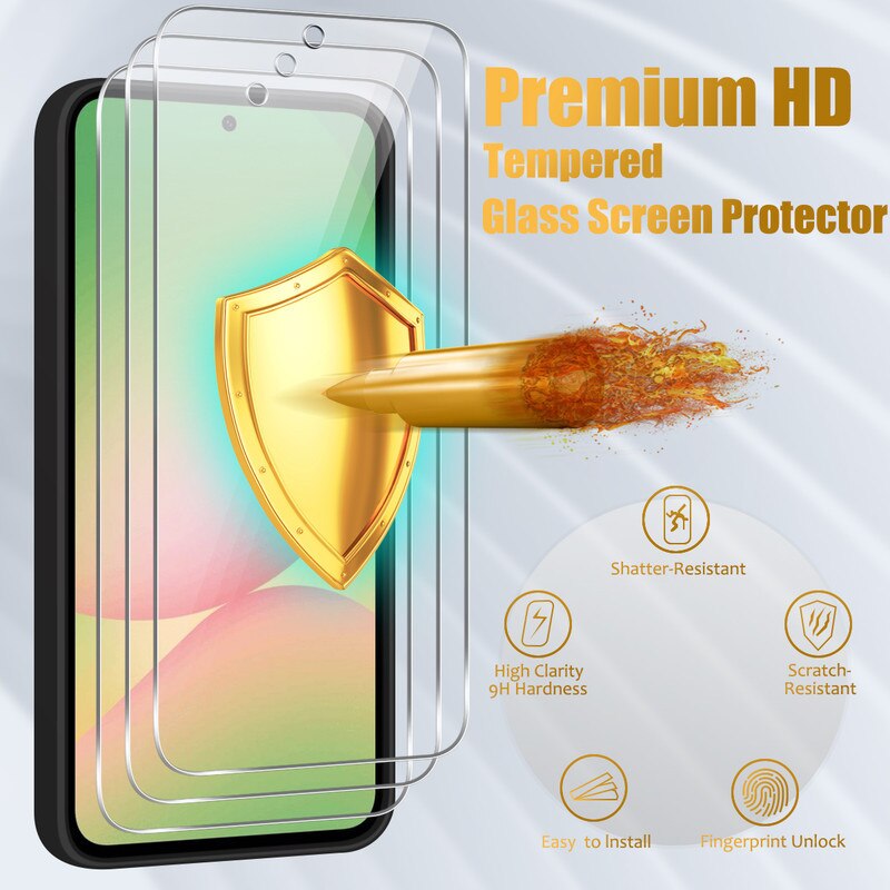 Set husa/3 folii protectie ecran, compatibil cu Samsung Galaxy A56 5G, TPU/sticla securizata, negru