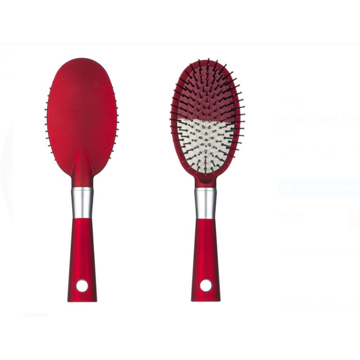 Perie Ovala din Plastic Rosu