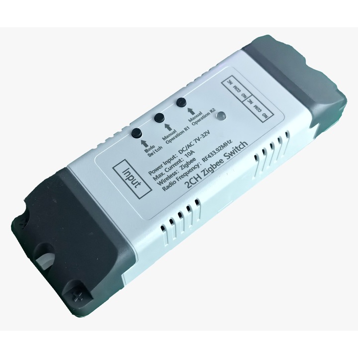 Smart relé, HomeVast®, 2 csatorna, ZigBee+RF, 3 üzemmóddal, 7-32V/USB, kompatibilis a TuyaSmart, SmartLife, Google Home és Amazon Alexa szoftverekkel