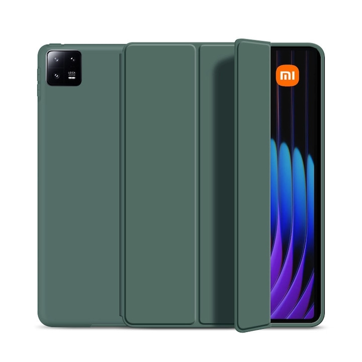Ултра тънък калъф за Xiaomi Pad 7 / Pad 7 Pro 11.2" (2025), силикон TPU, Smart Cover – Navy Green