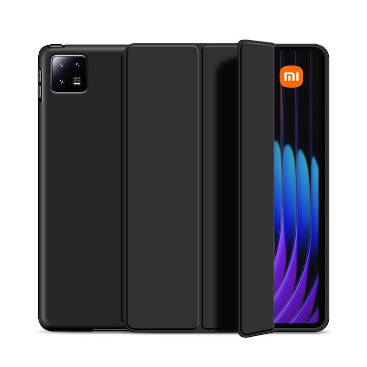 Ultra vékony tok Xiaomi Pad 7 / Pad 7 Pro 11,2" (2025) telefonhoz, szilikon TPU, Smart Cover – fekete